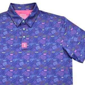 Bogey Bros 90s Retro Nostalgia AOP Performance Golf Polo Shirt Purple Mens Large